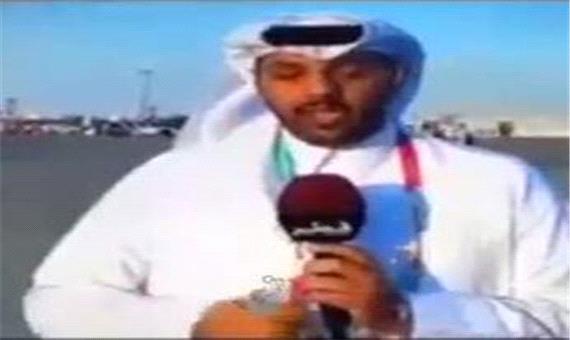 بیهوش شدن خبرنگار تلویزیون قطر روی آنتن زنده