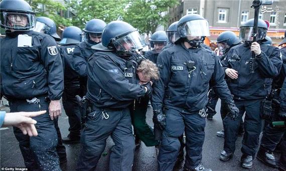 درگیری پلیس آلمان با معترضان