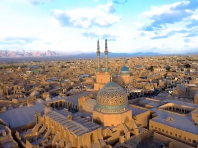 پرواز بر فراز بافت تاریخی یزد و مسجد جامع