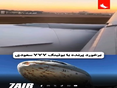 لحظه برخورد پرنده با بوئینگ ۷۷۷ عربستان