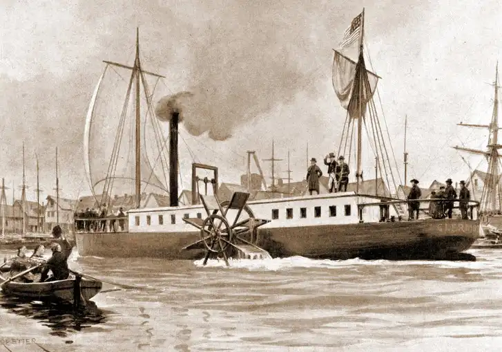 تقویم تاریخ/به آب انداختن اولین کشتی بخار توسط "رابرت فولْتون" امریکایی در پاریس (1803م)