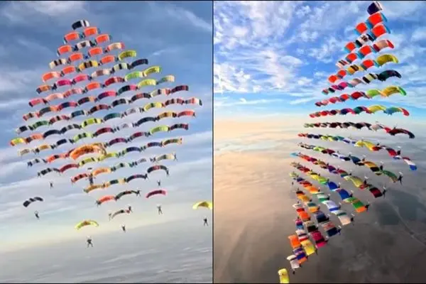 104 چترباز در یک نمایش گروهی رکورد شکستند!