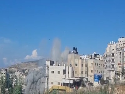 لحظه منفجر کردن منزل خانواده صنوبر در نابلس توسط اشغالگران