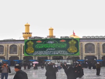 تصاویری زیبا از بارش باران در بین‌الحرمین کربلا
