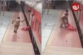 نجات معجزه‌آسای زن بیرون پریده از قطار درحال حرکت